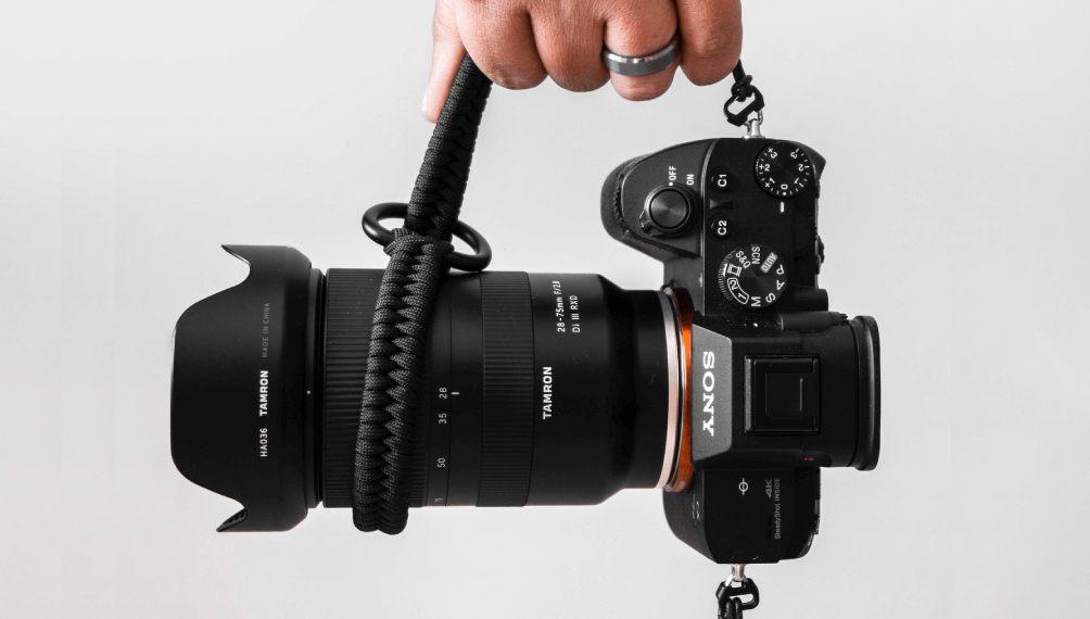 An image of a mirrorless camera, a camera without a mirror that allows for compact and lightweight design.